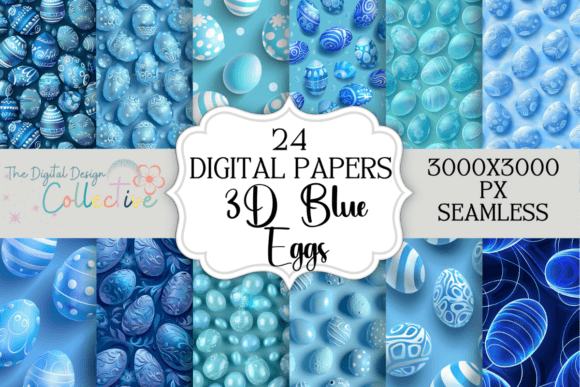 3D Blue Seamless Easter Eggs Bundle: A Versatile Design Tool for Creative Projects