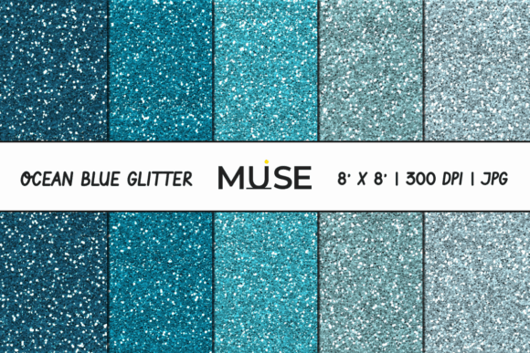 Enhance Your Digital Designs with the Ocean Blue Glitter Paper Set