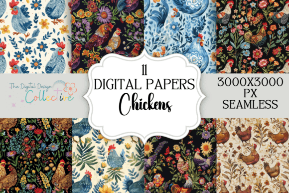 Floral Chicken Seamless Pattern Papers: A Versatile Tool for Creative Projects