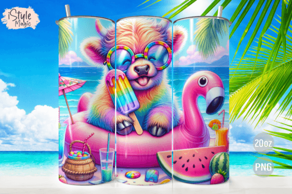 Funny Highland Cow Beach Summer Tumbler: A Vibrant Addition to Your Creative Projects