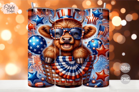 Patriotic Highland Cow Tumbler Wrap: A Creative Way to Celebrate the 4th of July