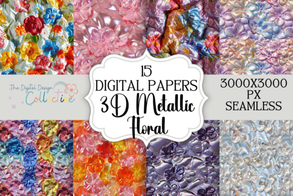 Seamless 3D Metallic Floral Papers: A Creative Tool for Designers and Crafters