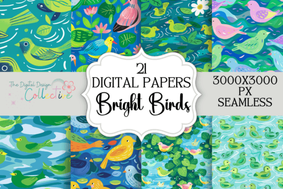 Seamless Bright Birds Digital Papers: A Creative Resource for Every Season
