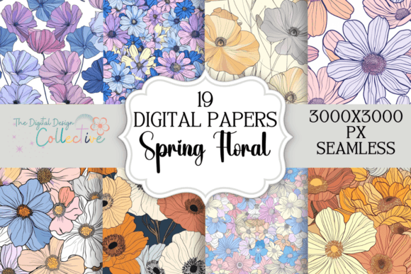 Spring Flowers Seamless Patterns Bundle for Creative Projects