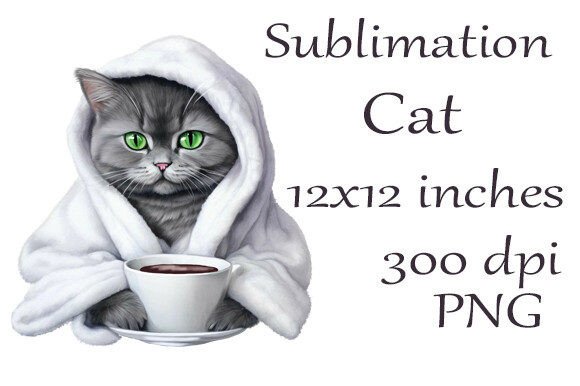 Sublimation Cat in a Bathrobe PNG: A Versatile Design Element for Creative Projects