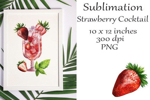 Sublimation Cocktail with Strawberries – A Versatile Design for Creative Projects