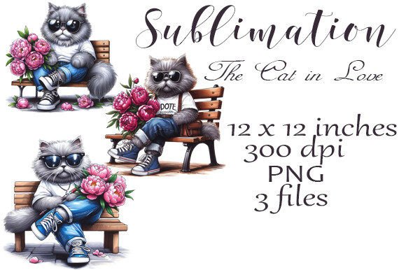 Sublimation of a Cat in Love PNG: A Premium Design Asset for Creative Projects