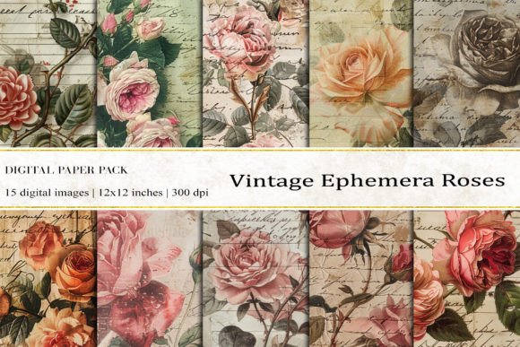 Vintage Ephemera Roses Digital Papers: A Versatile Resource for Creative Projects