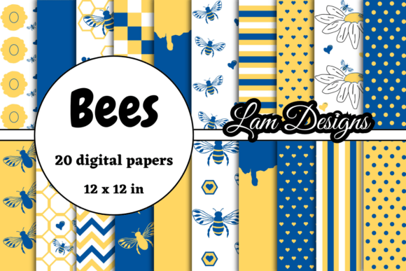 Yellow and Blue Bees Digital Papers: A Vibrant Addition to Modern Creative Workflows
